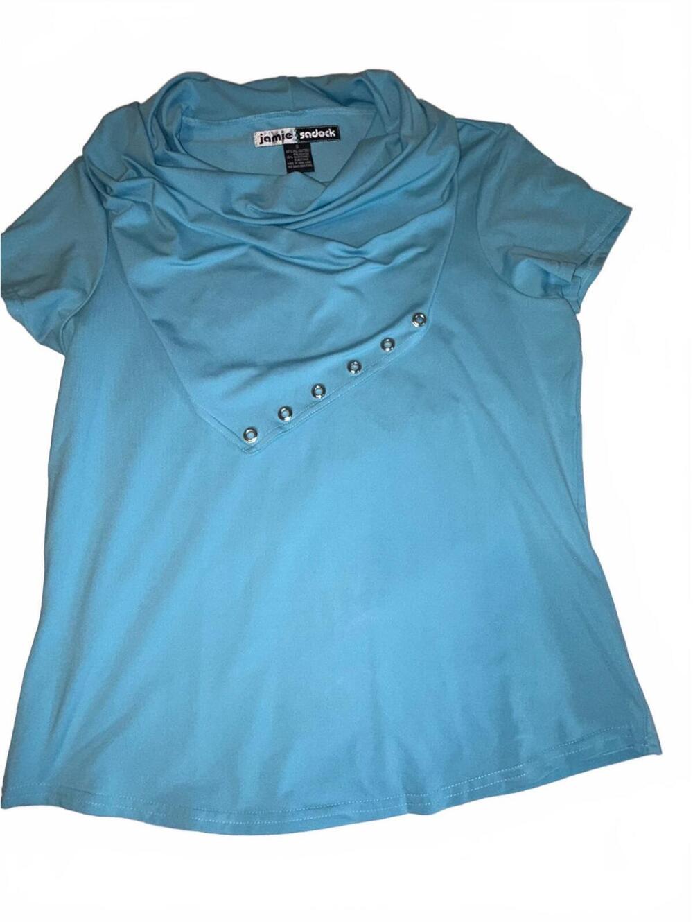 Jamie Sadock Light Teal Drape Neck Top Women’s Golf Casual Performance